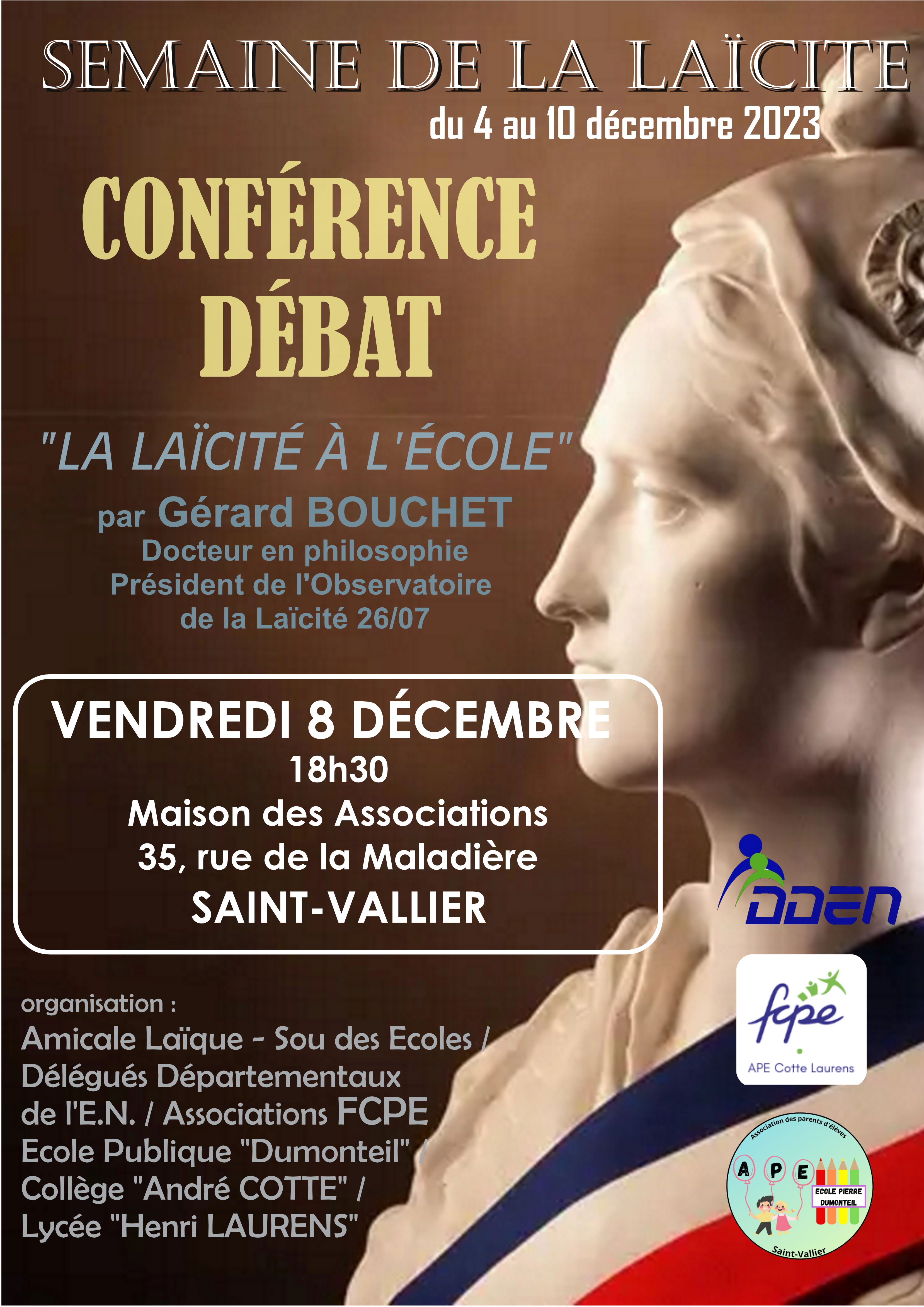 Affiche de la conférence débat du 8 décembre 23