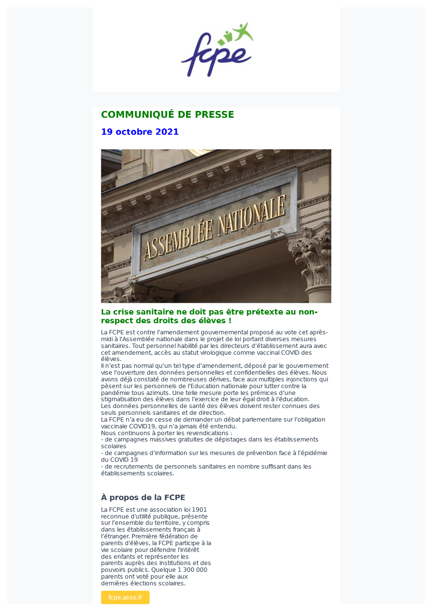 Communiqué de presse FCPE