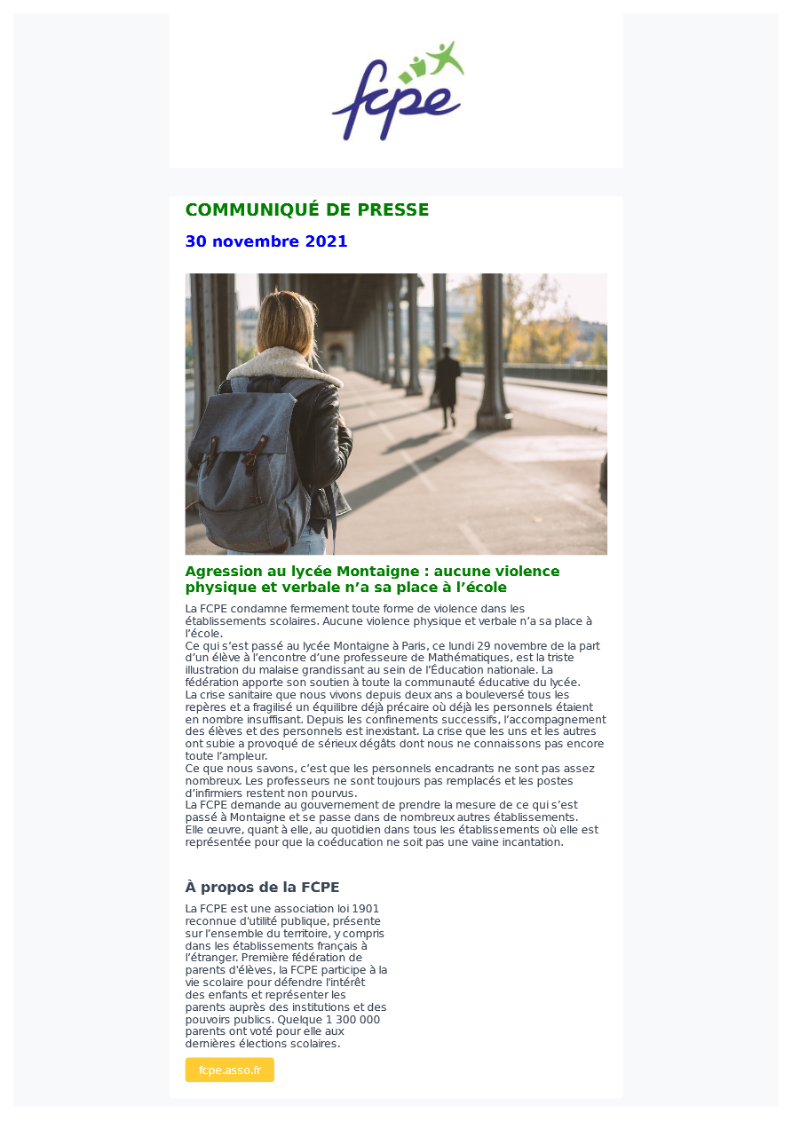 COMMUNIQUE DE PRESSE 