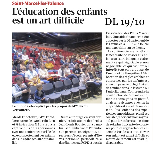 article du DL sur la conférence du 17 octobre 23 à ST MARCEL