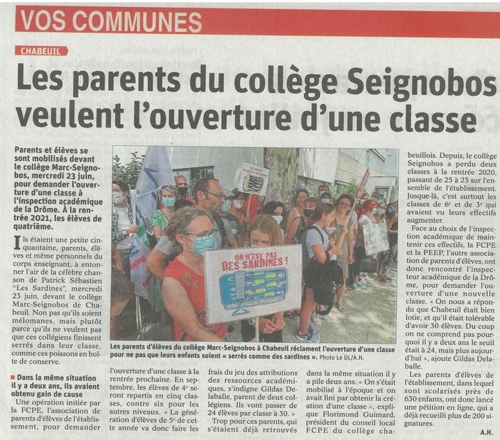 Les parents d'élèves du collège Marc Seignobos réclament l'ouverture d'une classe
