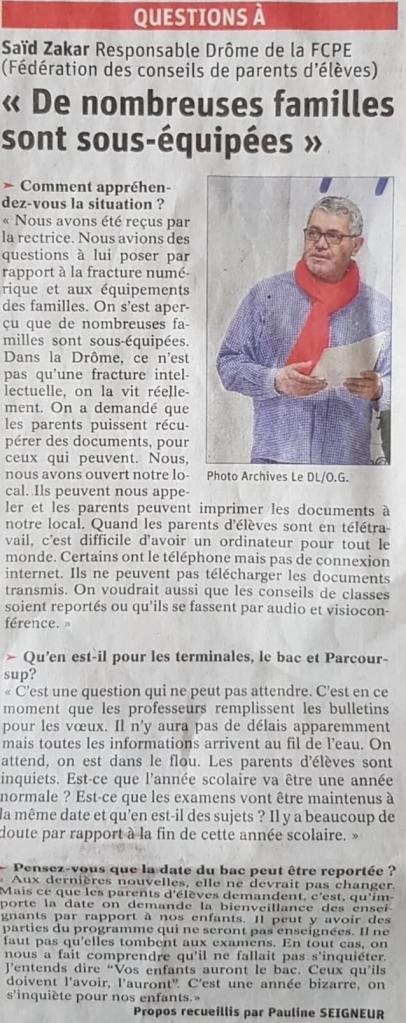 ARTICLE DE PRESSE DU DAUPHINE LIBERE