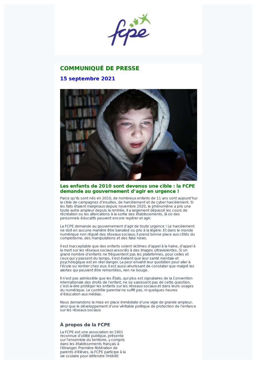 Communique de presse FCPE 26