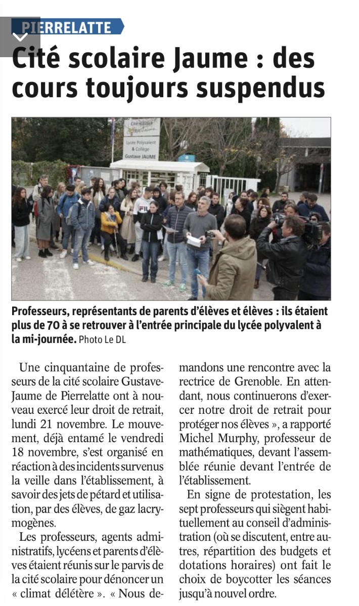 article de presse du 22 novembre JAUME